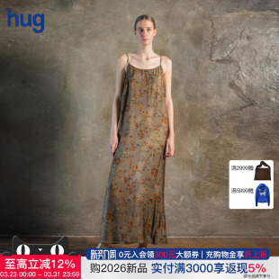hug WANG 复古碎花吊带连衣裙直筒长裙 UMA