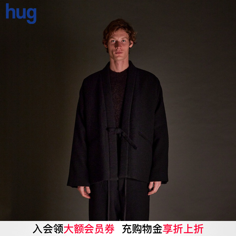 【UMAWANG】hug 2025秋冬新款复古系带夹克上衣