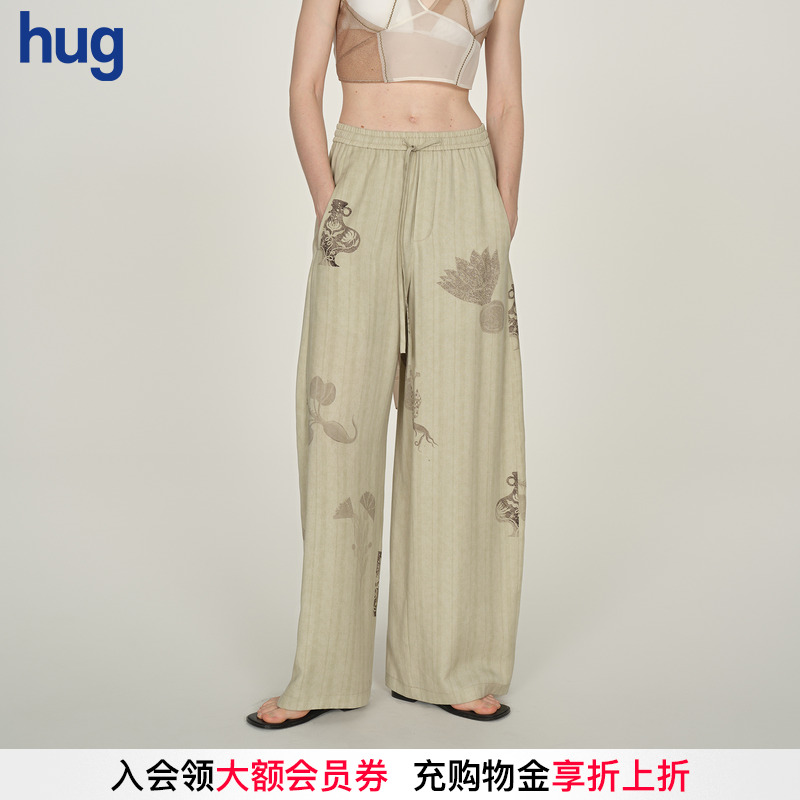 ICEDUST植物印花抽绳长裤