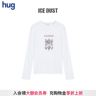 2025秋冬新款 hug DUST 花卉LOGO印花T恤icedust ICE