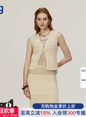 【AETNA PROJECT】hug 2025鹅黄色绑带针织背心