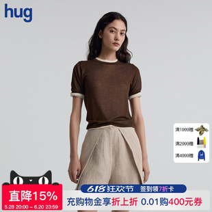 透感短袖 2025早春新款 hug 针织上衣 何识HERSENSES
