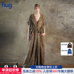 【UMA WANG】hug 2025碎花v领束腰连衣裙抽绳收腰长裙