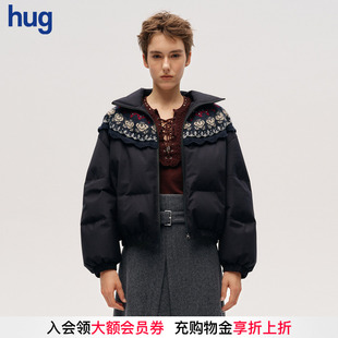 2025秋冬新款 hug DUST 费尔岛提花拼接羽绒服icedust ICE