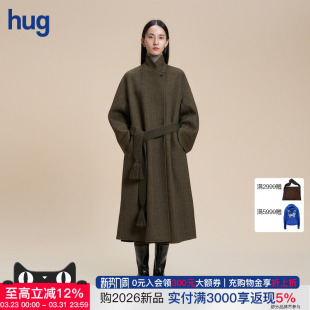 斜纹羊毛双面呢连袖 新款 hug 长大衣 WHM