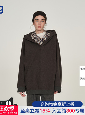 【ICE DUST】hug 2025秋冬新款假两件格纹衬衫领套头卫衣icedust