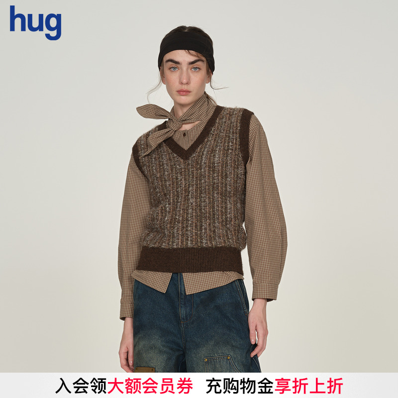 【ICEDUST】hug 2025秋冬新款拼色花纱针织马甲背心icedust