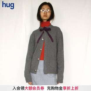 2025红色羊毛东方蝴蝶结针织新中式 hug YES凹是 开衫