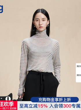 【WHM】hug 2025秋冬新款薄羊绒羊毛高领套头针织长袖上衣内搭