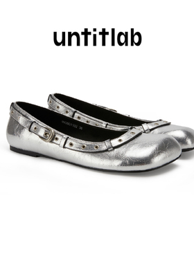 【UNTITLAB】hug 2025黑色银色皮带芭蕾平底鞋