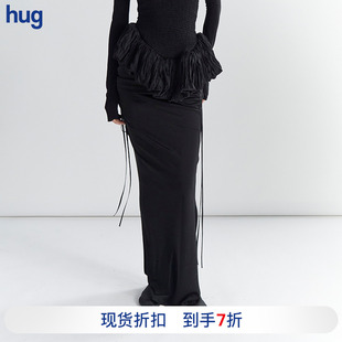 纯色简约醋酸抽绳半裙 ASSIGNMENTS hug 秋冬新款