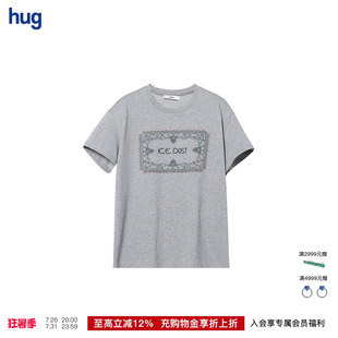 【ICE DUST】hug 2026早秋新款十字绣印花短袖T恤