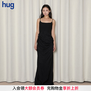 OUDE hug WAAG 抽褶拼接背心连衣裙 2025春夏新款 纯色长款