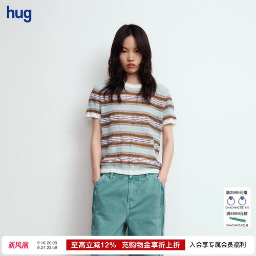 JUNWEILIN彩间条撞色弹力短袖