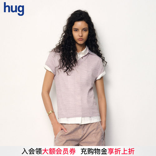 JUNWEILIN镂空polo针织短袖