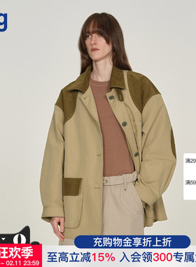 【ICE DUST】hug 2025长袖棉质拼色自然褶皱风格夹克icedust