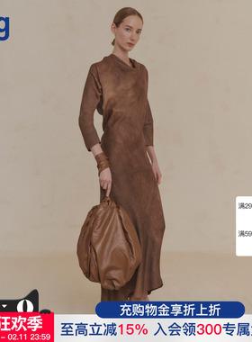 【CORTANA】hug 2025秋冬新款西班牙一字肩长袖连衣裙