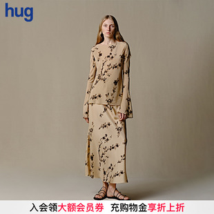 EAST THE hug 2025早春新款 上衣長半裙 民族真絲花影長袖 INTO