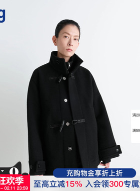 【LEMAIRE】hug 2025秋冬新款简约牛角扣束腰短款大衣外套