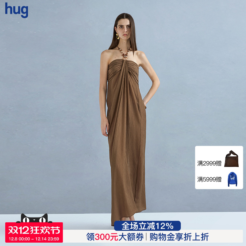 CelloSonata串珠抹胸挂脖连衣裙