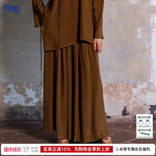 【UMAWANG】hug 2026新款复古褶皱松紧腰半裙