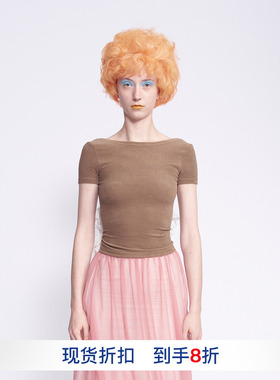 【LOUIS SHENGTAO CHEN】hug 2025秋冬咖啡露背花瓣短袖上衣