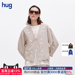 2026春夏新款 hug DUST 喇叭花刺绣小衫 ICE