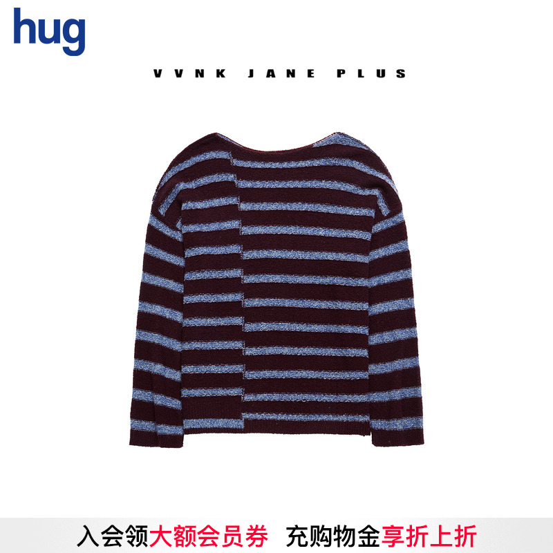 VVNKJANEPLUS不对称条纹羊毛衫