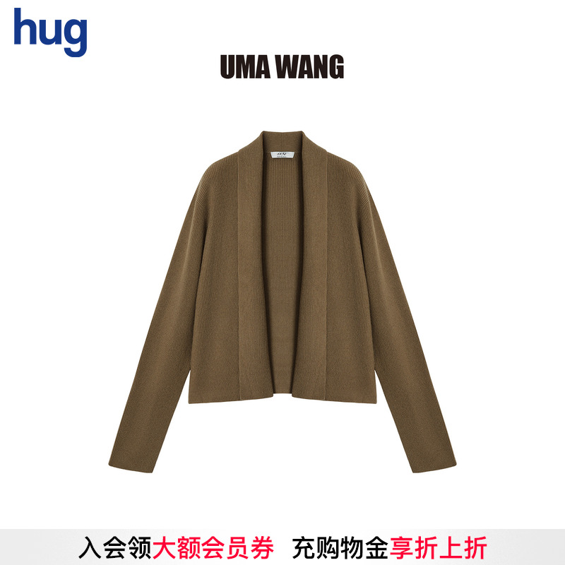 【UMAWANG】hug 2025秋冬新款复古1436合作款粗仿双畦女开衫