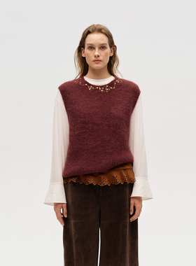 【ICE DUST】hug 2025秋冬新款钉珠毛线背心icedust