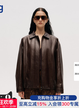 【ICE DUST】hug 2025秋冬新款绵羊皮革长袖阔版分割皮衣icedust