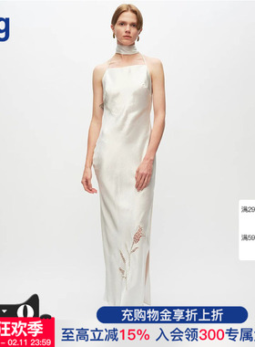 【AETNA PROJECT】hug镂空绣提花吊带连衣裙气质长裙