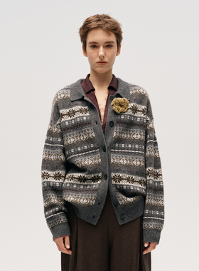 【ICE DUST】hug 2026早春新款费尔岛毛衣开衫外套女icedust