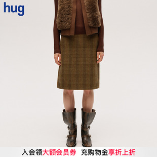 2025秋冬新款 hug DUST 复古格纹中裙icedust ICE