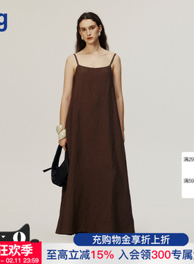 【AETNA PROJECT】hug 2025褐色简约宽松吊带连身裙