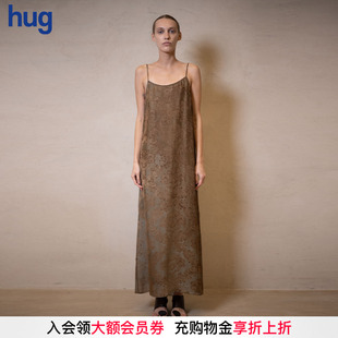 復古長款 2025春夏新款 hug 吊帶刺繡連衣裙 UMAWANG