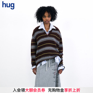 PLUS JANE hug 2025秋冬新款 王安宇同款 V领条纹Polo衫 VVNK