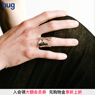 白金色Bark 2025秋冬新款 hug Ring戒指 ABOAB