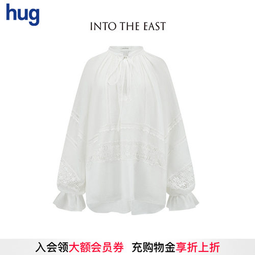 INTOTHEEAST白色拼接蕾丝上衣