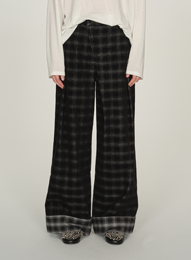 【ICEDUST】hug 2025秋冬新款双面色织格纹阔腿长裤icedust