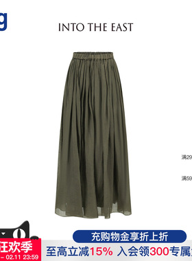 【INTO THE EAST】hug 2026早春新橄榄绿细褶半裙 intotheeast