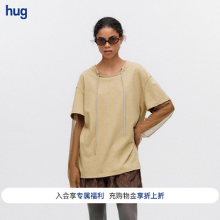 【ICE DUST】hug 2026早秋新款假两件绑带T恤