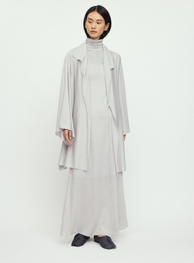 【RUOHAN】hug 2025秋冬新款浅灰色弹力羊毛斜襟纽扣上衣