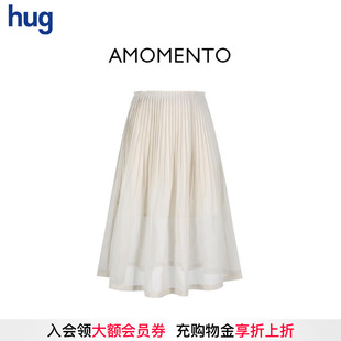 hug 2026春夏新款 纯色褶皱长半裙 AMOMENTO
