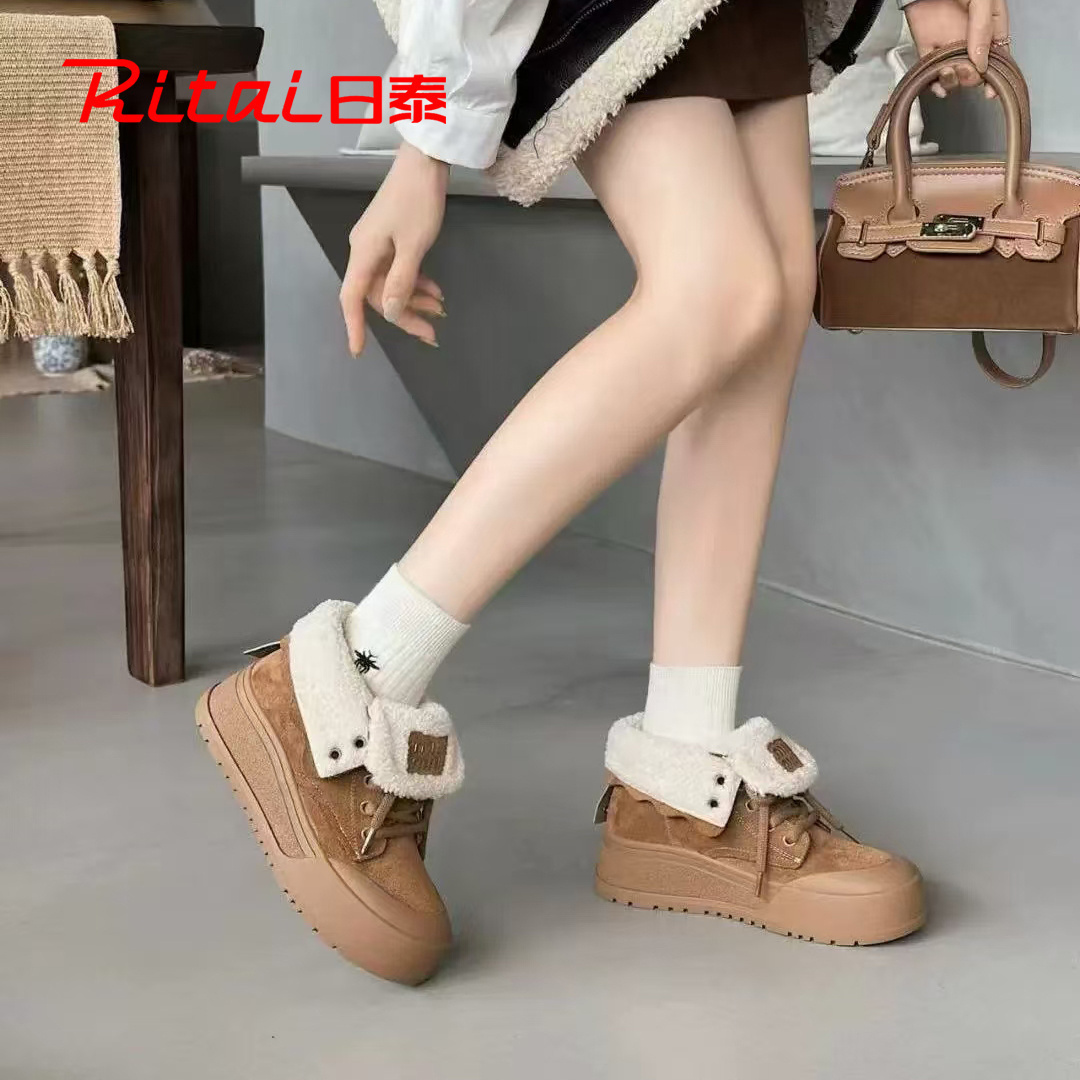 日泰厚底雪地靴女加绒保暖勃肯鞋