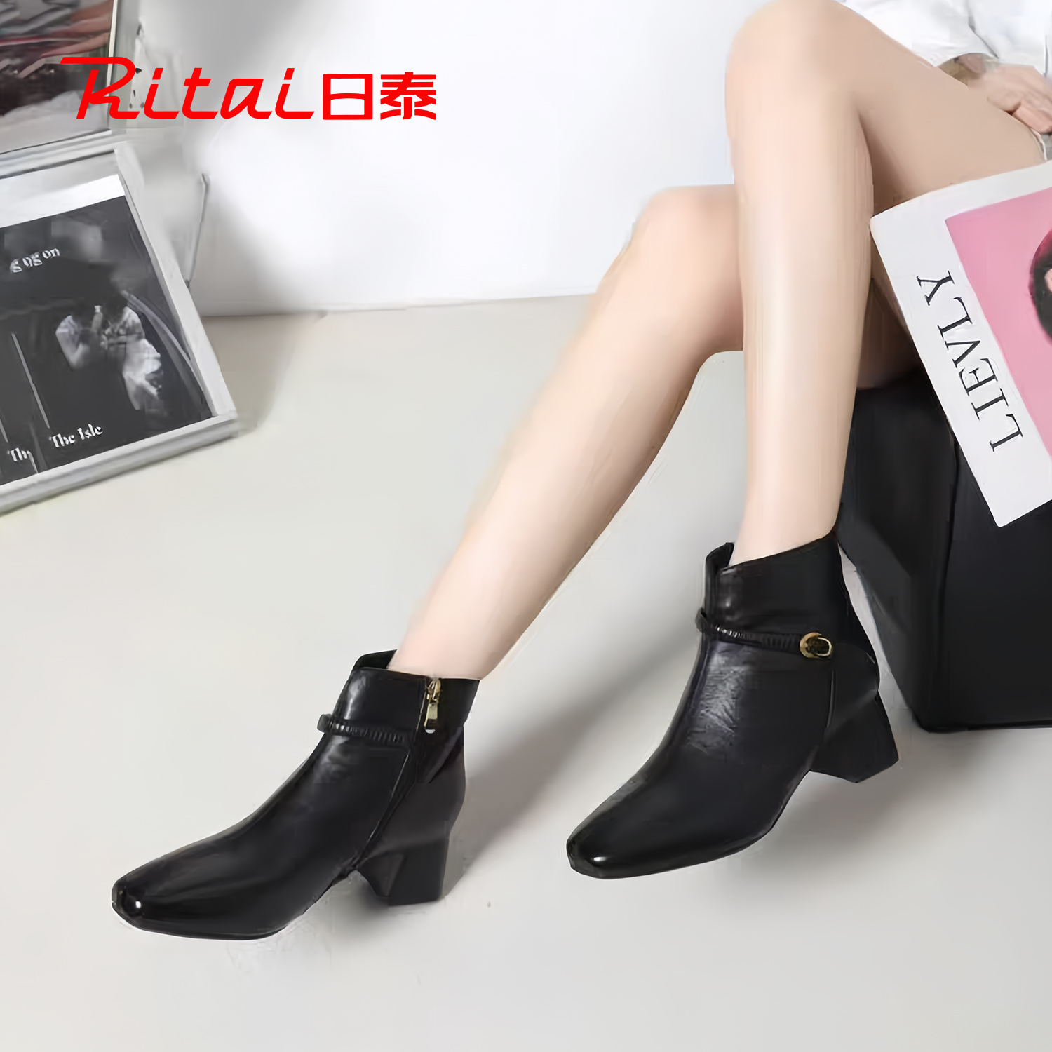 日泰厚底马丁靴女加绒保暖短靴