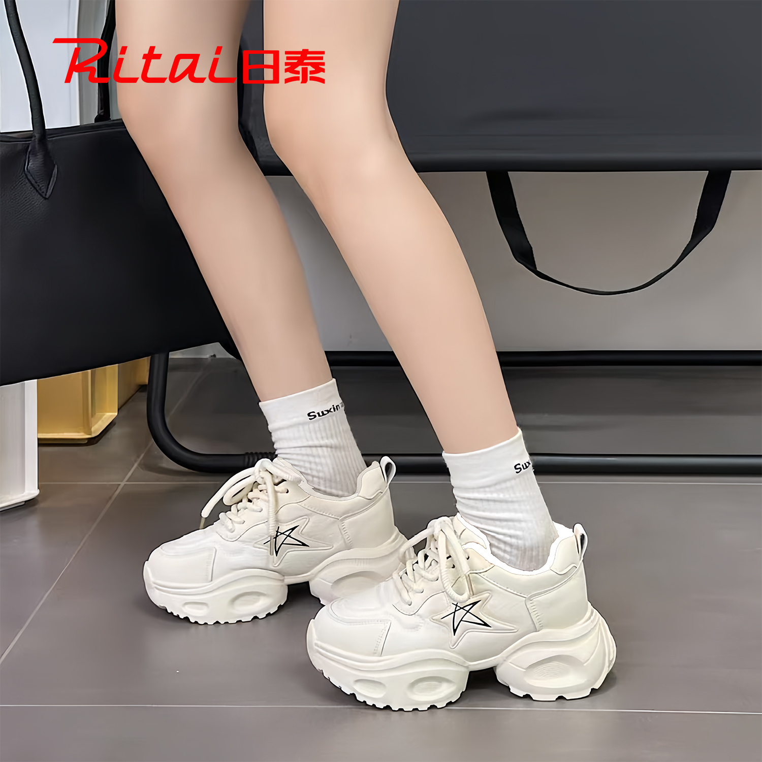 日泰厚底老爹鞋女加绒保暖运动鞋