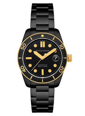 黑金版SPINNAKER三角帆胶囊限定自动机械表5100/5055夜光防水钢带