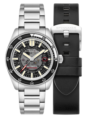 特价|SPINNAKER三角帆镂空盘面自动机械潜水腕表5118男士夜光钢带