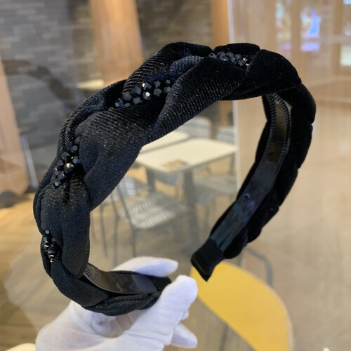 洋气高级感黑晶石发卡发箍女带齿防滑复古简约发捆头饰压发头箍